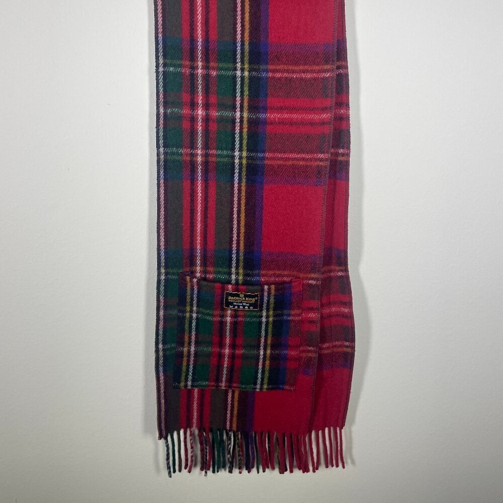 PATRICK KING WOOLEN CO Pocket Scarf Red Deluxe Wool Tartan Plaid Royal Stewart! - Picture 1 of 5